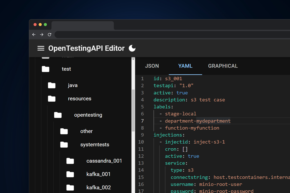 A picture of the project opentestingapi editor